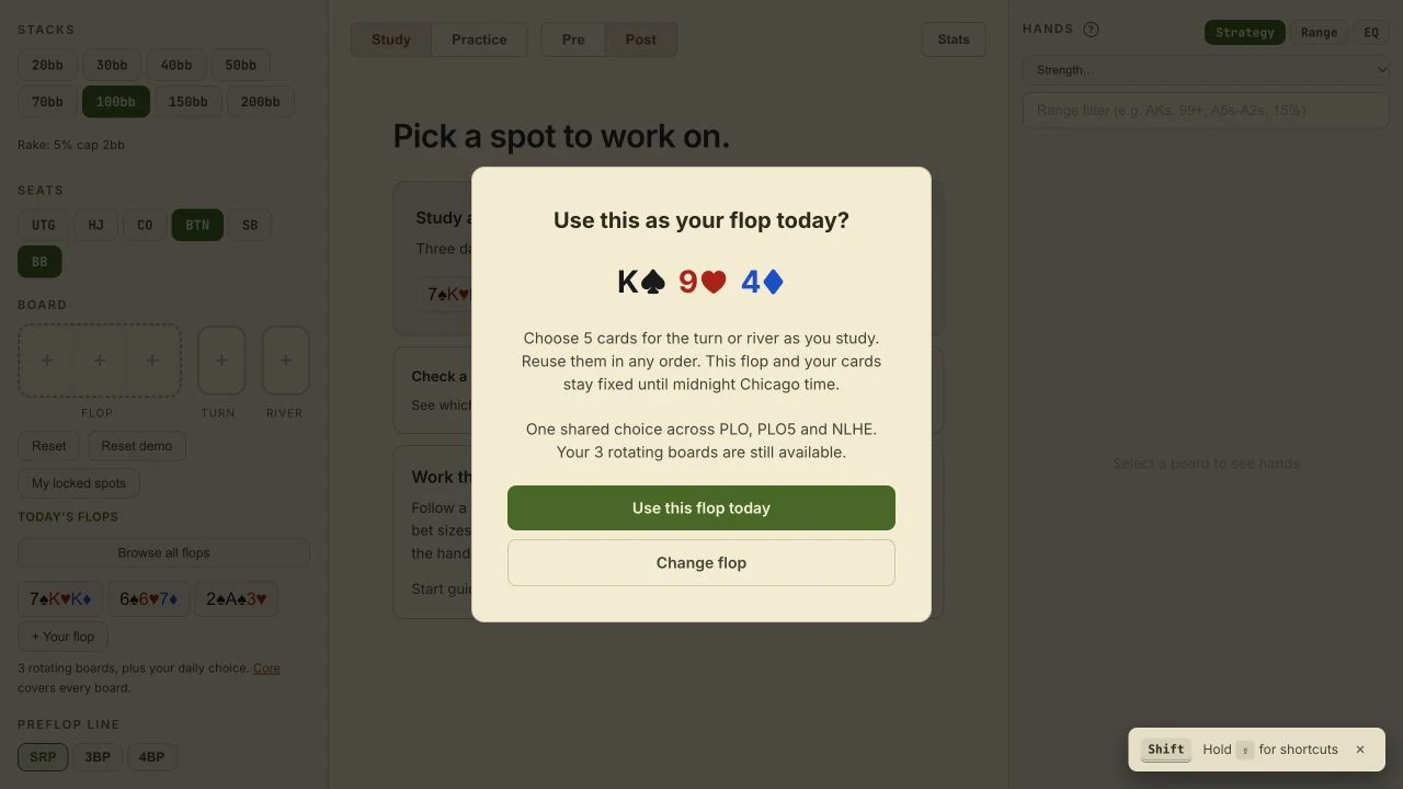 Confirmation before choosing the free account daily flop